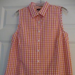 LANDS’ END NO IRON SUPIMA GINGHAM BLOUSE
